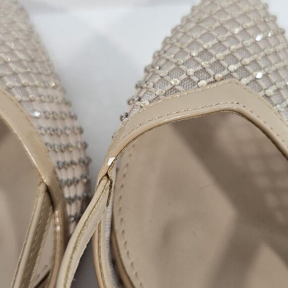 Nicole Miller Rhinestone Mesh Slingback Pump Beige US Size 6.5 - Picture 7 of 8